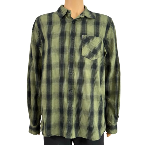 Ovadia & Sons Max Plaid Green/Black Button Front Long Sleeve Shirt Size XL
